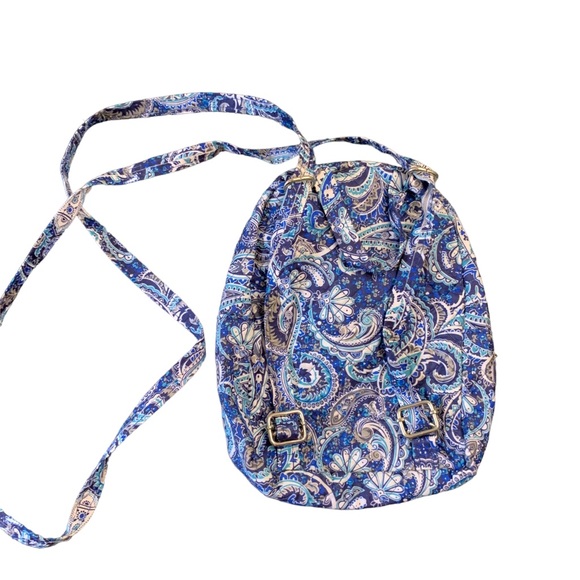 Blue Paisley Quilted Zippered Convertible Bag - Picture 2 of 5